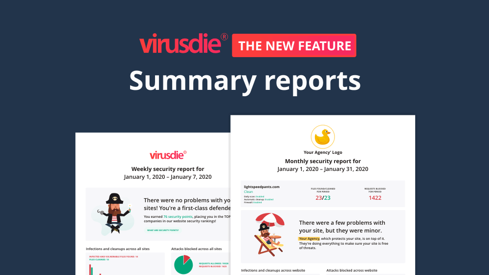 Weekly and monthly summary PDF-reports by Virusdie