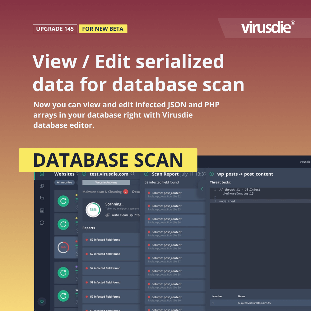 View serialized infected data in website database