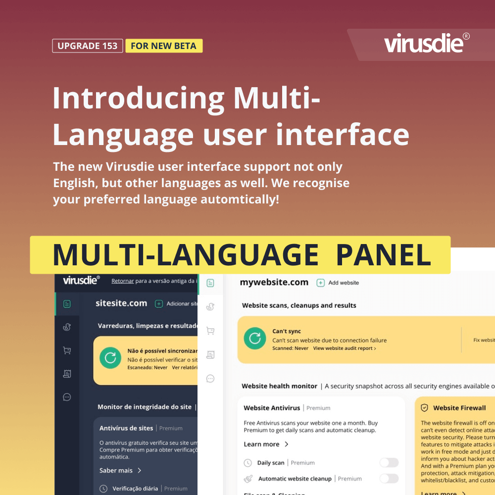 Virusdie multi-language dashboard