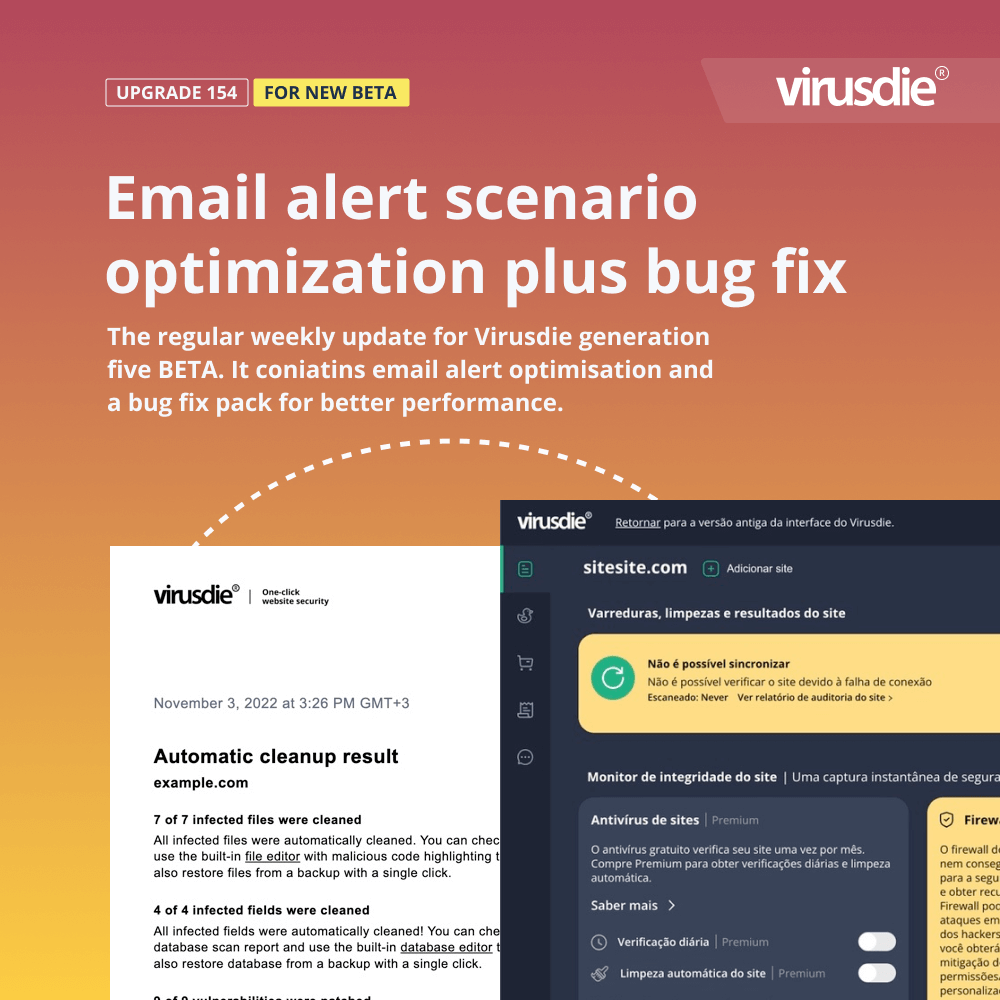 Optimised scenario for email alerts plus bugfix