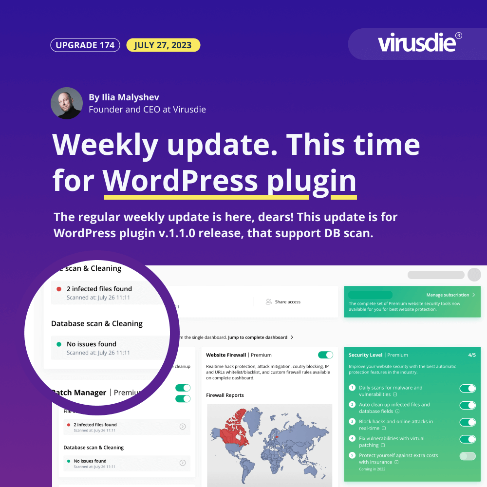 Virusdie wordpress plugin version v.1.1.0