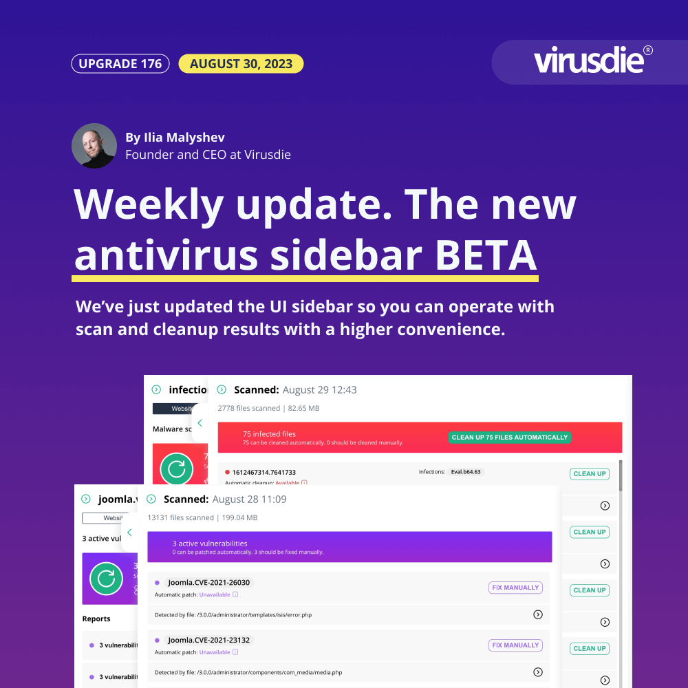The new antivirus and patch manager sidebar beta