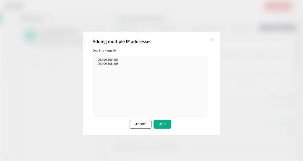 modal window to add multiple IP addresses