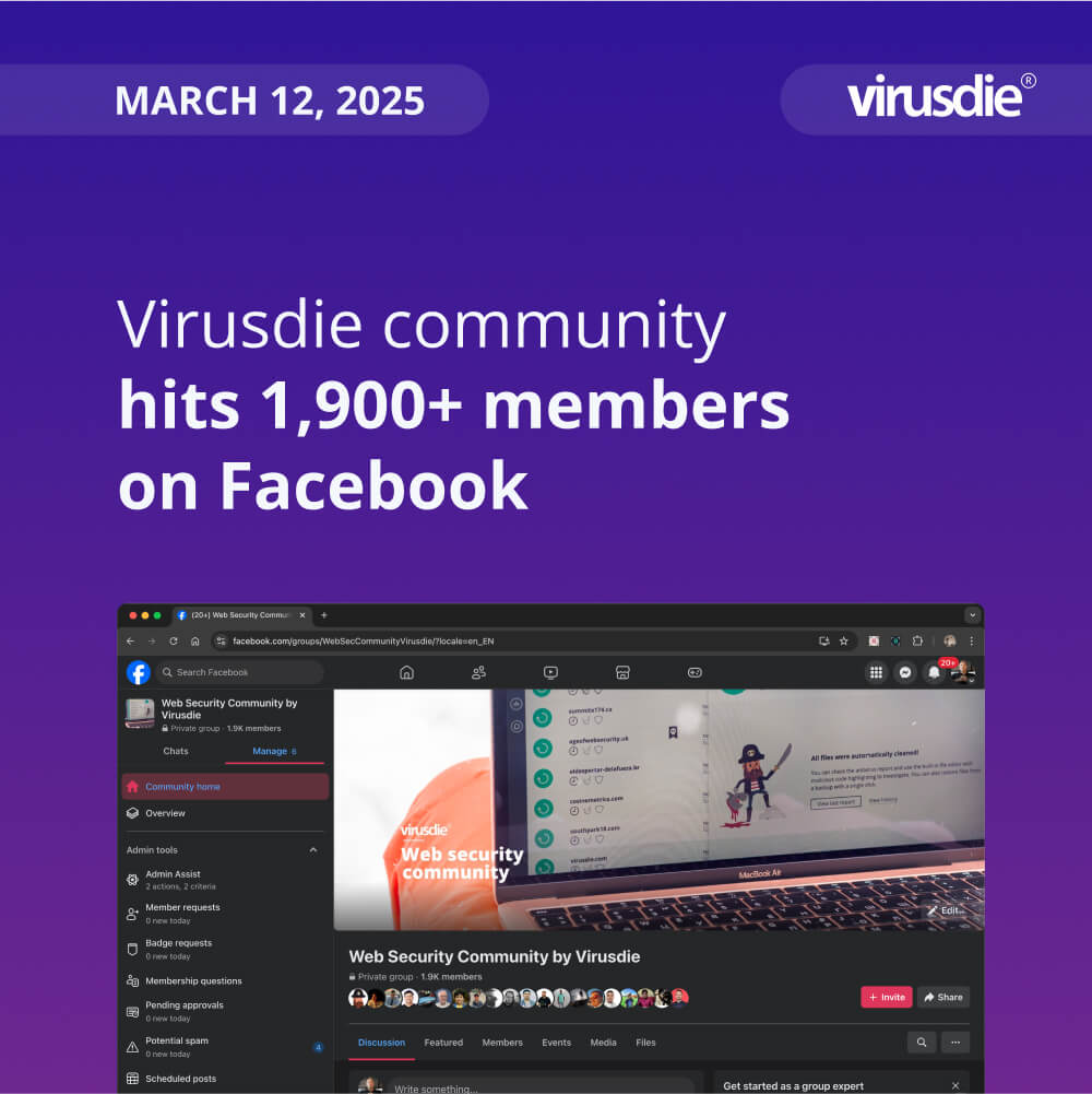 Virusdie facebook community hits 1900 members